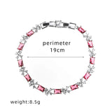 CZ Flower Leaf Bridal Charm Bracelet Bangle for Women