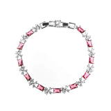 CZ Flower Leaf Bridal Charm Bracelet Bangle for Women