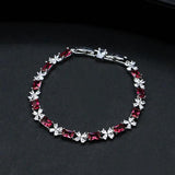 CZ Flower Leaf Bridal Charm Bracelet Bangle for Women