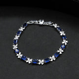 CZ Flower Leaf Bridal Charm Bracelet Bangle for Women