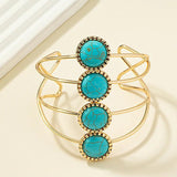 Ethnic Turquoise Bracelet, Vintage Beads Cuff Bangle
