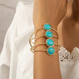 Ethnic Turquoise Bracelet, Vintage Beads Cuff Bangle