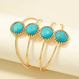 Ethnic Turquoise Bracelet, Vintage Beads Cuff Bangle