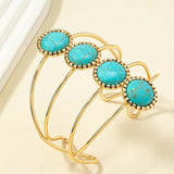 Ethnic Turquoise Bracelet, Vintage Beads Cuff Bangle