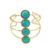 Ethnic Turquoise Bracelet, Vintage Beads Cuff Bangle