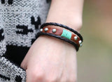 Vintage Leather Bracelet Multilayer Bangle Rivets Wristband Punk Jewelry