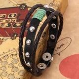 Vintage Leather Bracelet Multilayer Bangle Rivets Wristband Punk Jewelry