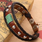Vintage Leather Bracelet Multilayer Bangle Rivets Wristband Punk Jewelry