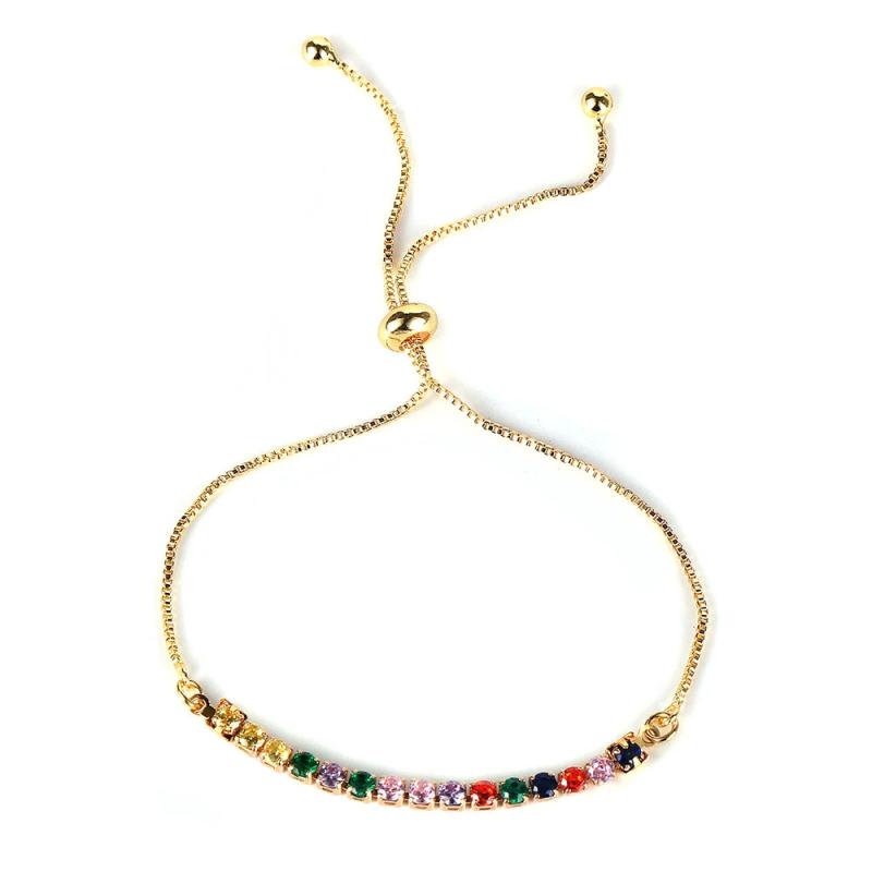 18K Plated Cube Chain CZ Bracelet for Women