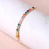 18K Plated Cube Chain CZ Bracelet for Women