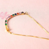 18K Plated Cube Chain CZ Bracelet for Women
