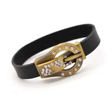 Magnet Crystal Leather Bracelet Punk Rock Bangle Jewelry