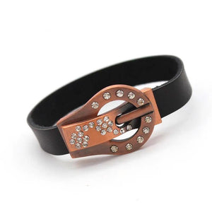 Magnet Crystal Leather Bracelet Punk Rock Bangle Jewelry
