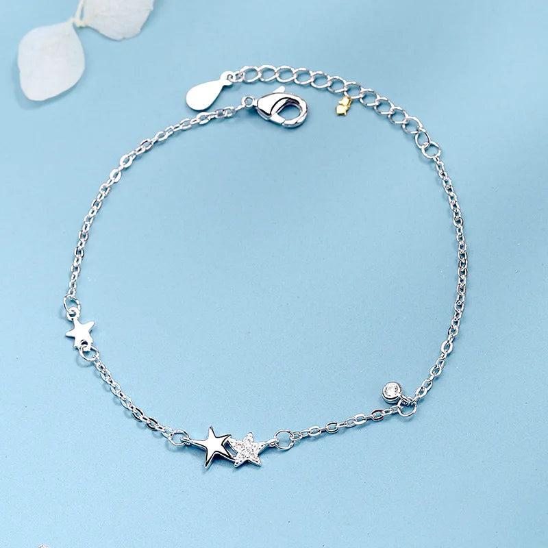 925 Silver Star Bracelet Crystal Jewelry Gift