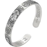 Retro Chinese Mythology Pixiu Lucky Beast Carving Cuff Bracelet for Men