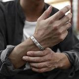 Retro Chinese Mythology Pixiu Lucky Beast Carving Cuff Bracelet for Men