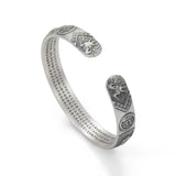 Retro Chinese Mythology Pixiu Lucky Beast Carving Cuff Bracelet for Men
