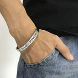 8mm Stainless Steel C Shape Bracelet for Father, Gray Men's Jewelry Gift