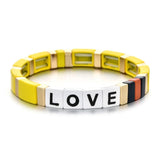 Rainbow Enamel Tile Bracelet Love Elasticity Cuff Bangles