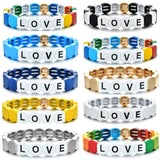 Rainbow Enamel Tile Bracelet Love Elasticity Cuff Bangles