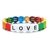 Rainbow Enamel Tile Bracelet Love Elasticity Cuff Bangles