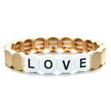 Rainbow Enamel Tile Bracelet Love Elasticity Cuff Bangles