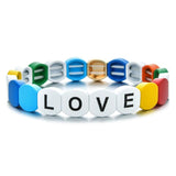 Rainbow Enamel Tile Bracelet Love Elasticity Cuff Bangles