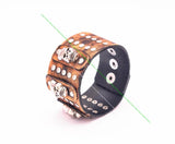 Retro Punk Biker Skull Rivet Stud Wide Wrap Leather Bracelet Wristband