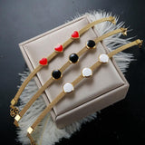 Red Love Heart Stainless Steel Bracelet for Women