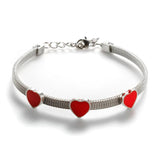 Red Love Heart Stainless Steel Bracelet for Women