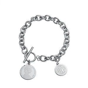 Silver Punk Chain Bracelet Pendant Clasp Pattern Fine Jewelry