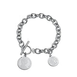 Silver Punk Chain Bracelet Pendant Clasp Pattern Fine Jewelry