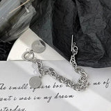 Silver Punk Chain Bracelet Pendant Clasp Pattern Fine Jewelry
