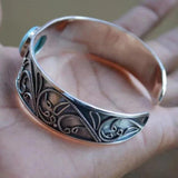 Vintage Open Bangle Bracelet Natural Stone Retro Jewelry