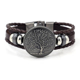 Eif Dock Tree Of Life Charm Leather Bracelets For Women Cuff Wide Wrap Bracelet