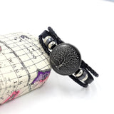 Eif Dock Tree Of Life Charm Leather Bracelets For Women Cuff Wide Wrap Bracelet