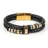 Leather Stainless Steel Charm Men's Bracelet Magnetic Bangle