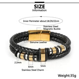 Leather Stainless Steel Charm Men's Bracelet Magnetic Bangle