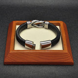 Braided Leather Bracelets Men Stainless Steel Clasp Wristband