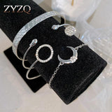 Creative Circle Rhinestone Alloy Bracelet for Women Moon Bracelet