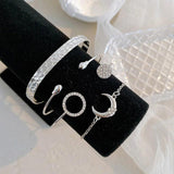 Creative Circle Rhinestone Alloy Bracelet for Women Moon Bracelet