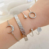 Creative Circle Rhinestone Alloy Bracelet for Women Moon Bracelet