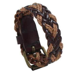 Vintage Retro Leather Men Bracelet Cuff Charm Wrap Bangle