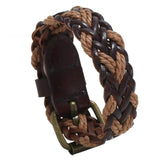 Vintage Retro Leather Men Bracelet Cuff Charm Wrap Bangle