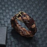Vintage Retro Leather Men Bracelet Cuff Charm Wrap Bangle