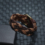 Vintage Retro Leather Men Bracelet Cuff Charm Wrap Bangle