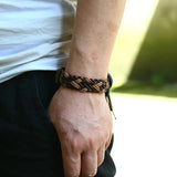 Vintage Retro Leather Men Bracelet Cuff Charm Wrap Bangle