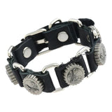 Men Leather Belt Bracelet Wrench Gear Charms Wristbands Brown