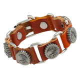 Men Leather Belt Bracelet Wrench Gear Charms Wristbands Brown