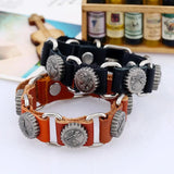 Men Leather Belt Bracelet Wrench Gear Charms Wristbands Brown